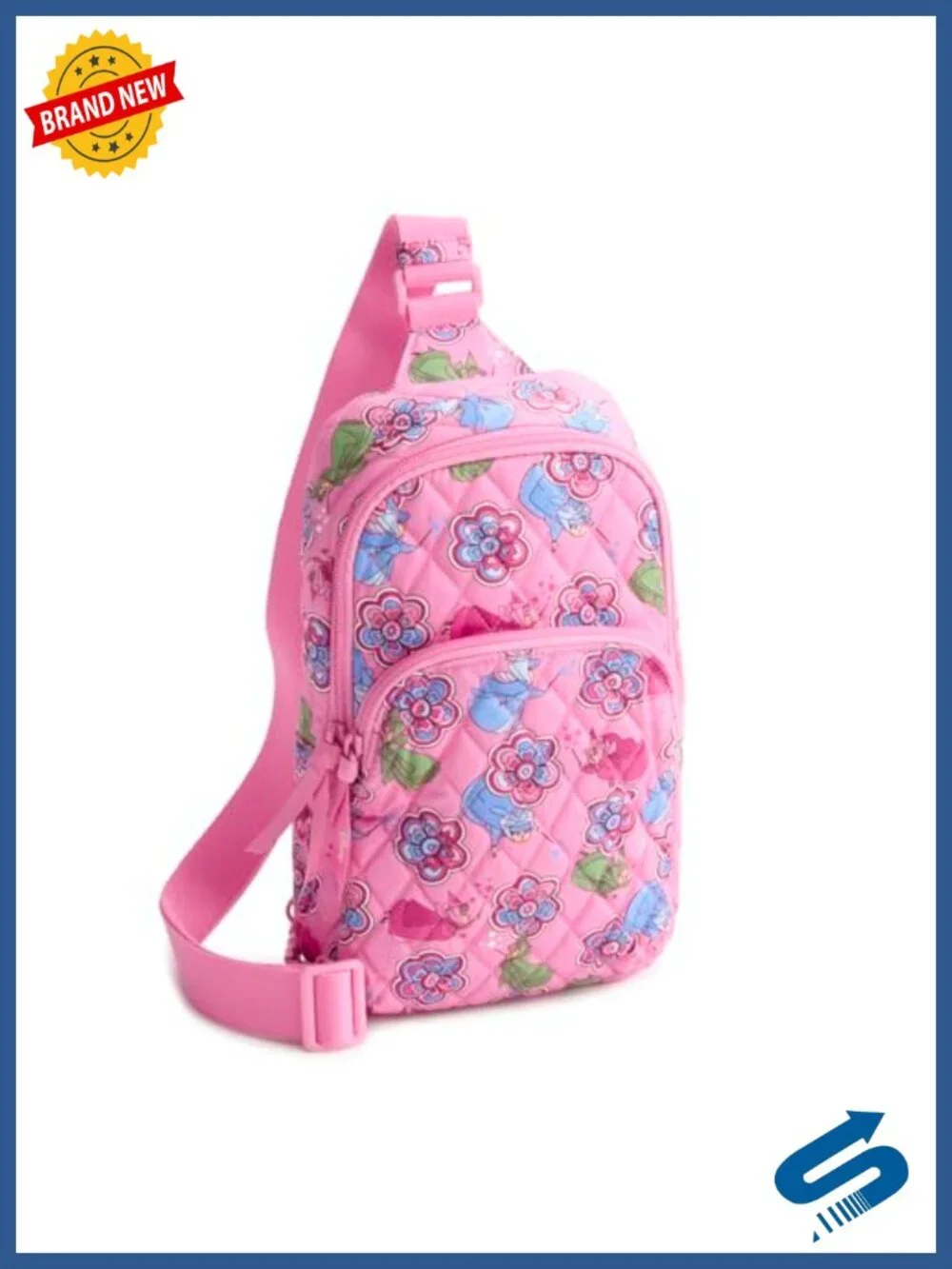 Quilted Cotton Sling Backpack Crossbody Purse Travel Adjustable Strap